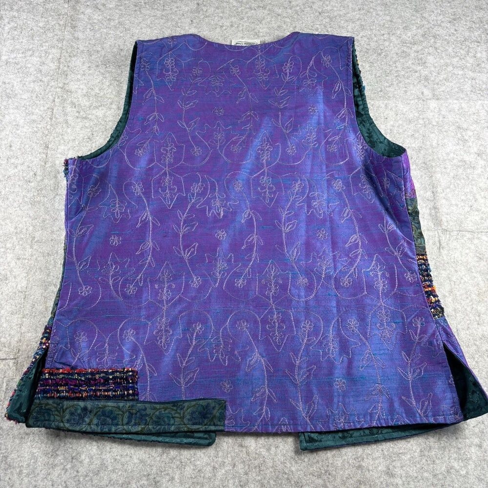 Vintage Coldwater Creek Purple Patchwork Tapestry Vest Womens L Jacquard Boho - Picture 7 of 12
